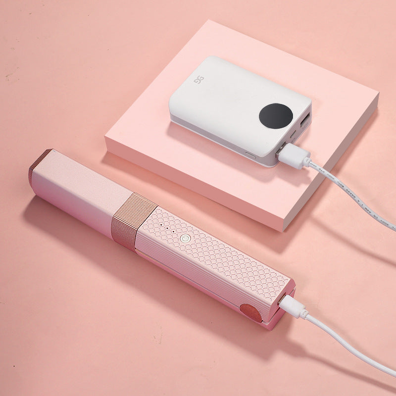 Portable Straight Curling Iron Pink
