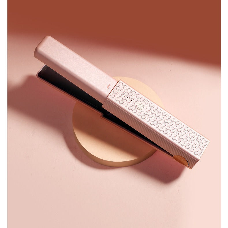 Portable Straight Curling Iron Pink